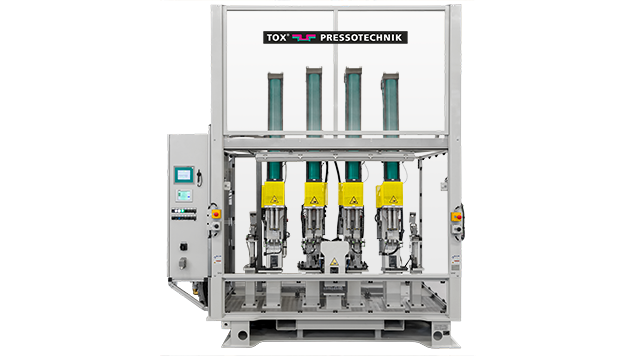 TOX®-Pressensystem zur gleichzeitigen Bearbeitung von zwei Bauteilen